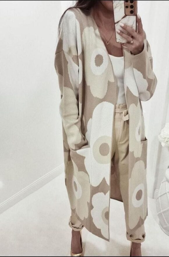 Beige Floral Midi Dress - Image 2